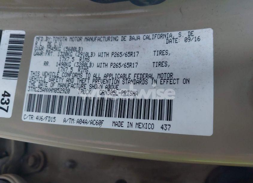 Photo 9 of 2017 Toyota Tacoma TRD SPORT (VIN 3TMCZ5ANXHM052920)