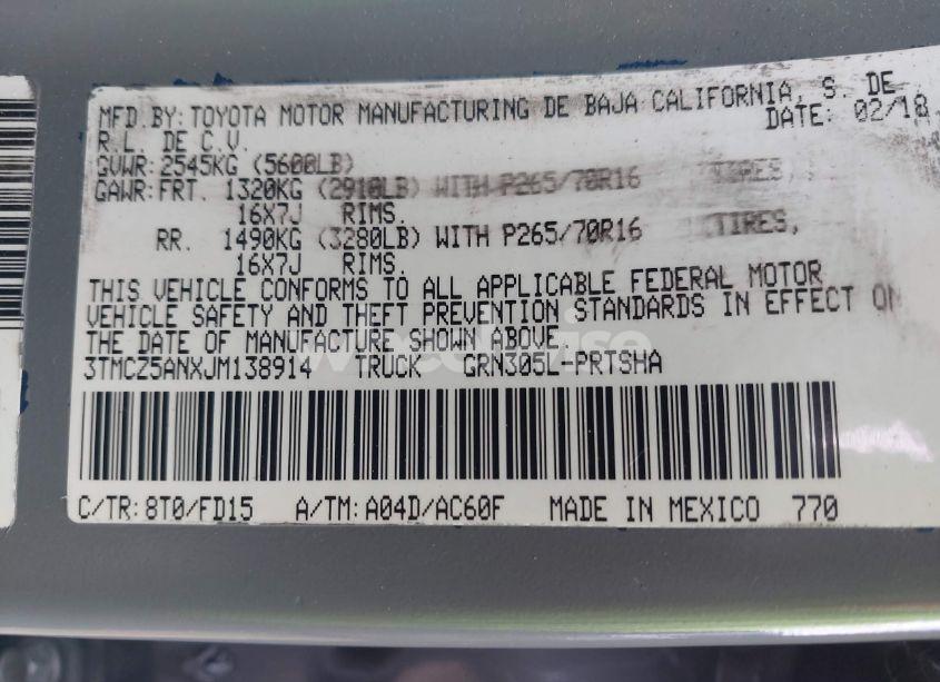 Photo 9 of 2018 Toyota Tacoma TRD OFF ROAD (VIN 3TMCZ5ANXJM138914)