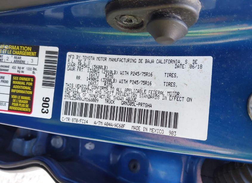 Photo 9 of 2018 Toyota Tacoma SR5 V6 (VIN 3TMCZ5ANXJM168009)