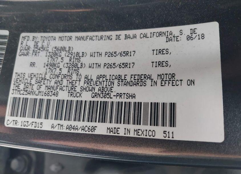 Photo 9 of 2018 Toyota Tacoma TRD SPORT (VIN 3TMCZ5ANXJM168348)