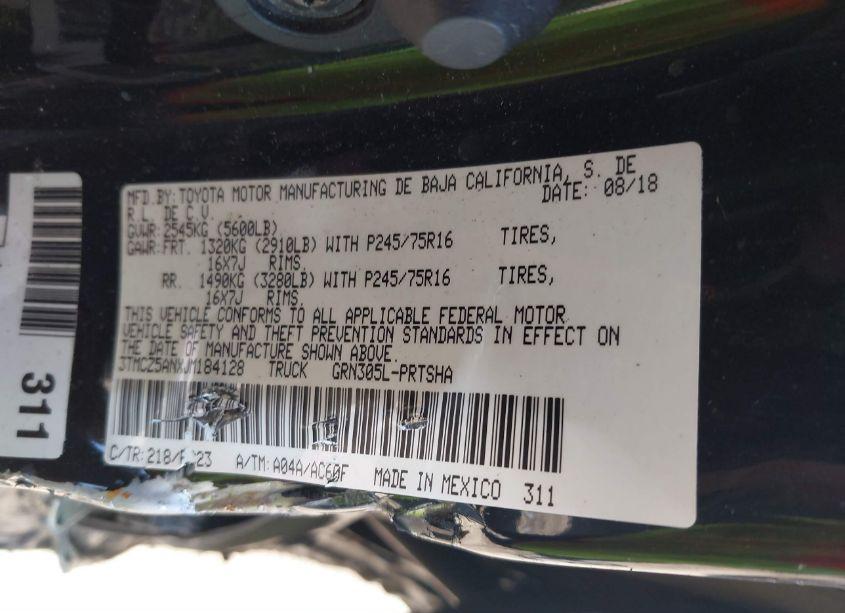 Photo 9 of 2018 Toyota Tacoma SR5 V6 (VIN 3TMCZ5ANXJM184128)