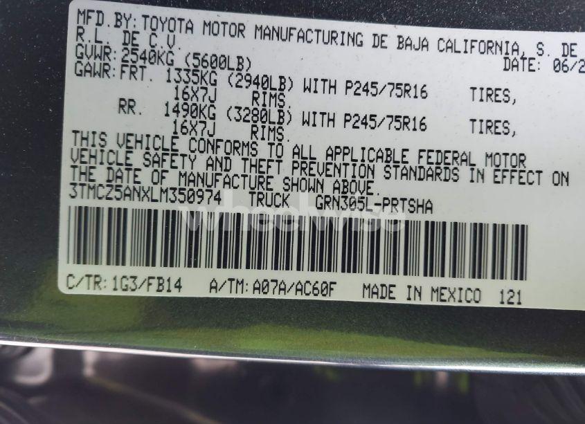 Photo 9 of 2020 Toyota Tacoma SR V6 (VIN 3TMCZ5ANXLM350974)