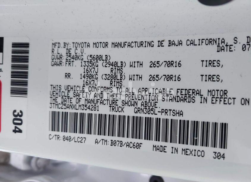 Photo 9 of 2020 Toyota Tacoma TRD OFF-ROAD (VIN 3TMCZ5ANXLM354281)