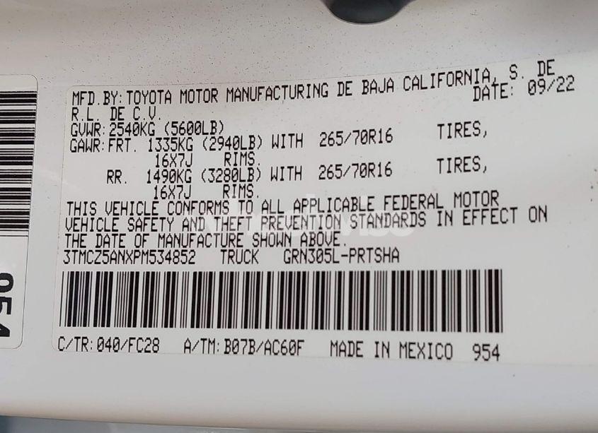 Photo 9 of 2023 Toyota Tacoma TRAIL EDITION (VIN 3TMCZ5ANXPM534852)