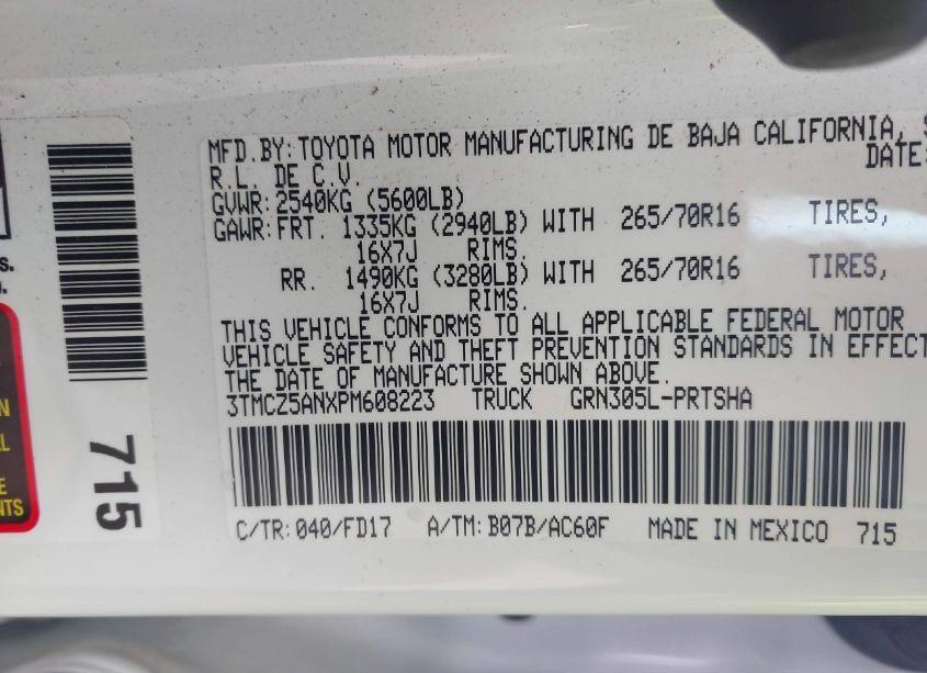 Photo 9 of 2023 Toyota Tacoma TRD OFF ROAD (VIN 3TMCZ5ANXPM608223)