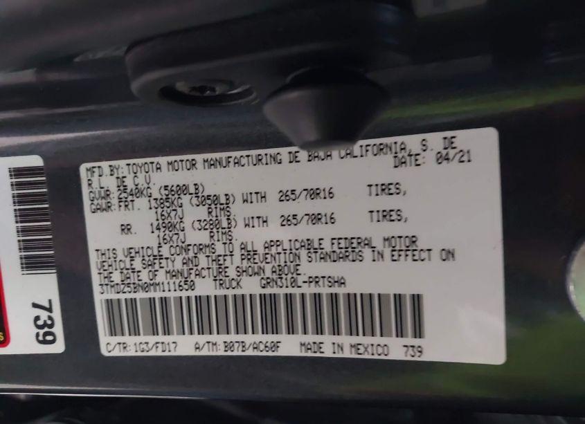 Photo 9 of 2021 Toyota Tacoma TRD OFF-ROAD (VIN 3TMDZ5BN0MM111650)