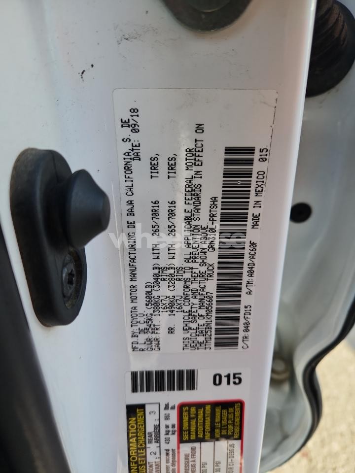 Photo 13 of 2019 TOYOTA TACOMA DOUBLE CAB (VIN 3TMDZ5BN1KM056607)