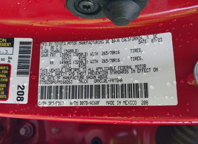 Photo 9 of 2023 Toyota Tacoma TRD OFF ROAD (VIN 3TMDZ5BN1PM160263)