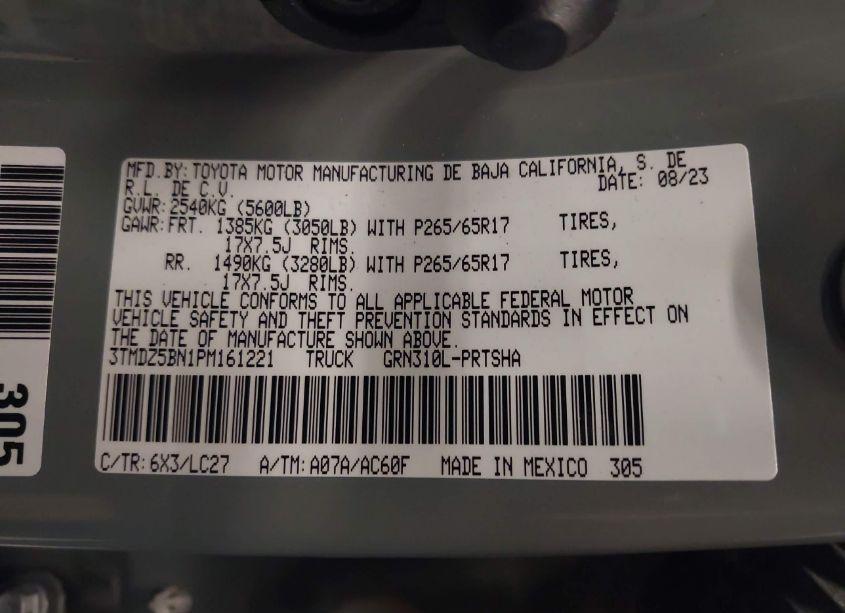 Photo 9 of 2023 Toyota Tacoma TRD SPORT (VIN 3TMDZ5BN1PM161221)