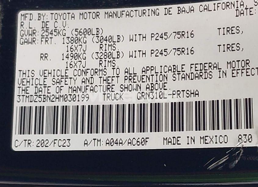 Photo 9 of 2017 Toyota Tacoma SR5 V6 (VIN 3TMDZ5BN2HM030199)