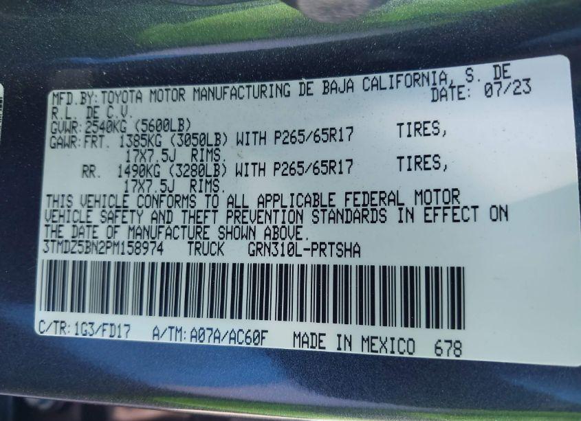 Photo 9 of 2023 Toyota Tacoma TRD SPORT (VIN 3TMDZ5BN2PM158974)