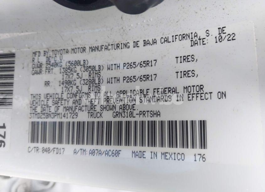 Photo 9 of 2023 Toyota Tacoma TRD SPORT (VIN 3TMDZ5BN3PM141729)