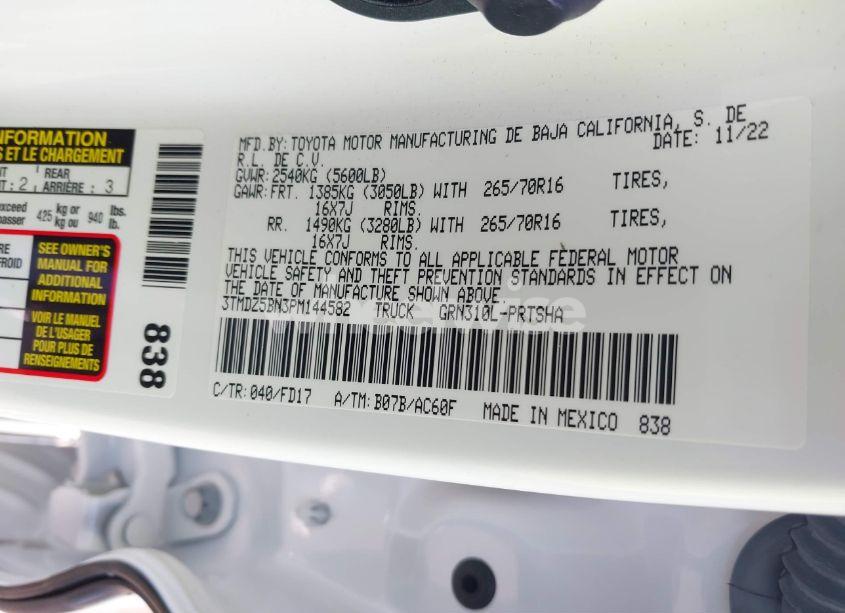 Photo 9 of 2023 Toyota Tacoma TRD OFF ROAD (VIN 3TMDZ5BN3PM144582)