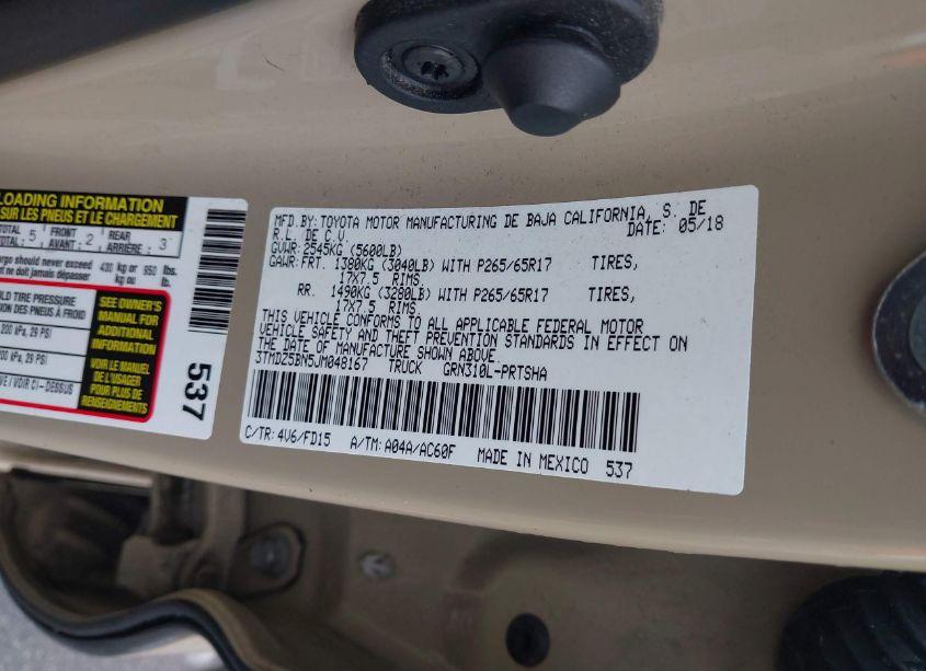 Photo 9 of 2018 Toyota Tacoma TRD SPORT (VIN 3TMDZ5BN5JM048167)