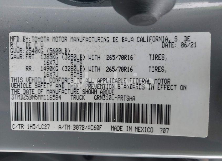 Photo 9 of 2021 Toyota Tacoma TRD OFF-ROAD (VIN 3TMDZ5BN5MM116584)