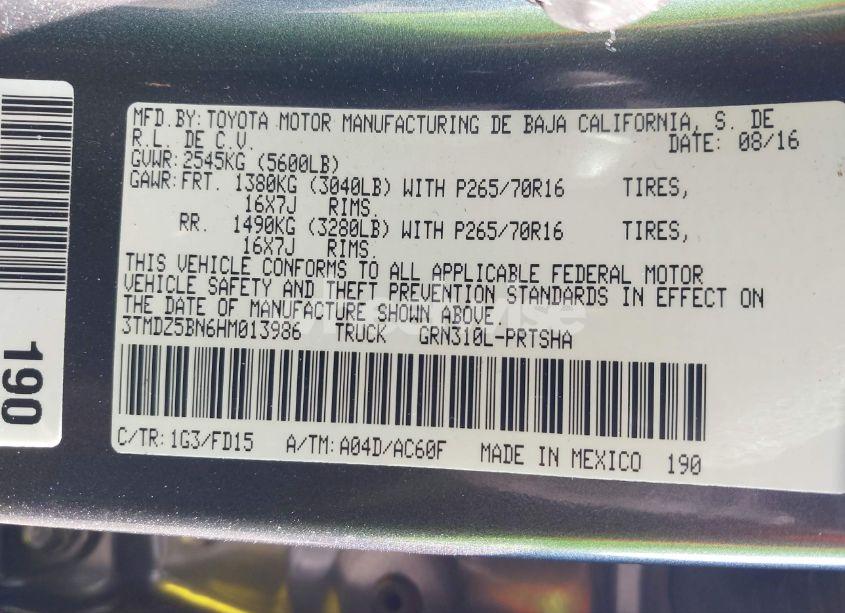 Photo 9 of 2017 Toyota Tacoma TRD OFF ROAD (VIN 3TMDZ5BN6HM013986)