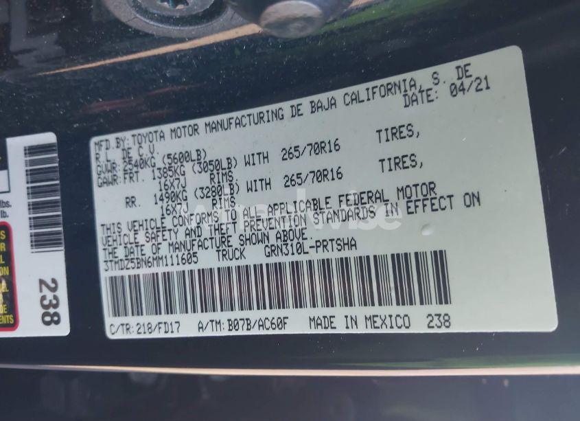 Photo 9 of 2021 Toyota Tacoma TRD OFF-ROAD (VIN 3TMDZ5BN6MM111605)