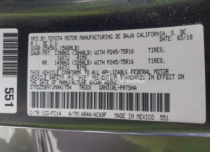 Photo 9 of 2018 Toyota Tacoma SR5 V6 (VIN 3TMDZ5BN7JM041754)