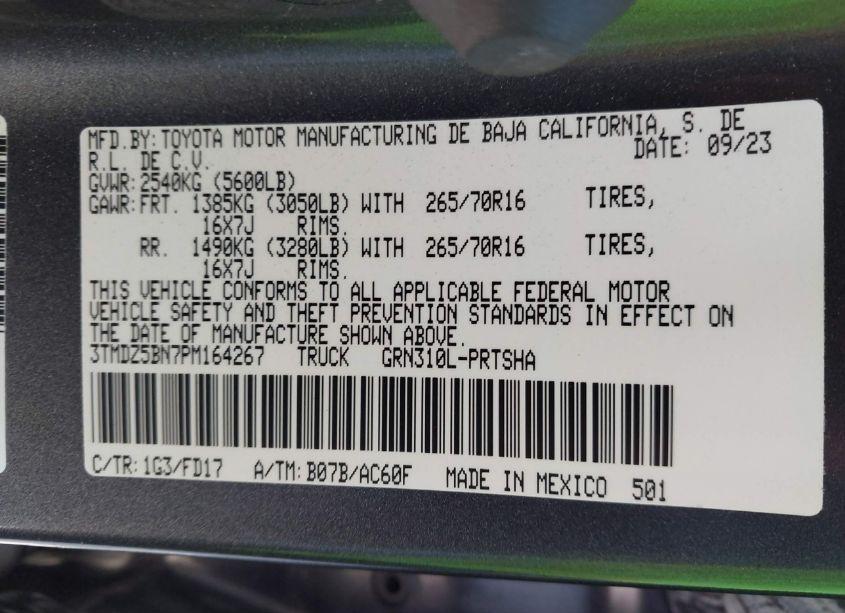 Photo 9 of 2023 Toyota Tacoma TRD OFF ROAD (VIN 3TMDZ5BN7PM164267)