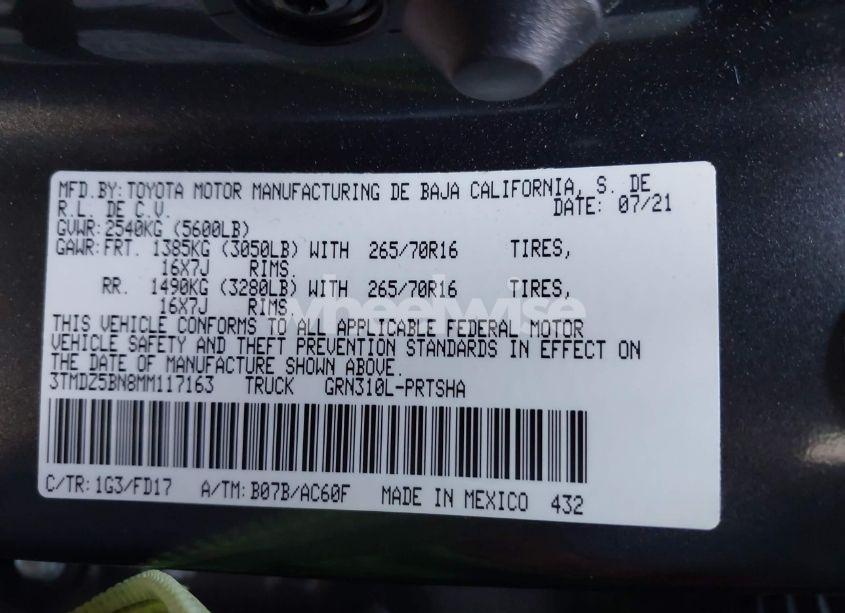 Photo 9 of 2021 Toyota Tacoma TRD OFF-ROAD (VIN 3TMDZ5BN8MM117163)