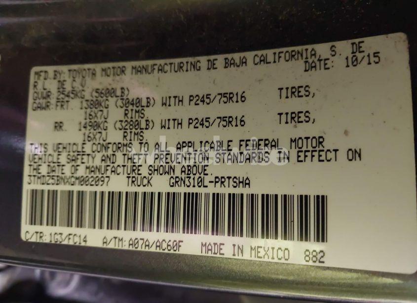 Photo 9 of 2016 Toyota Tacoma SR5 V6 (VIN 3TMDZ5BNXGM002097)