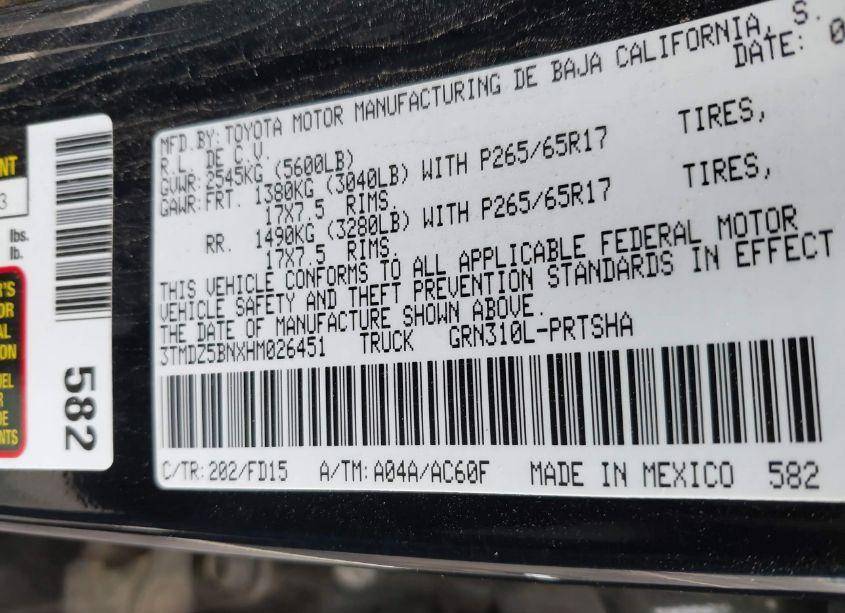 Photo 9 of 2017 Toyota Tacoma TRD SPORT (VIN 3TMDZ5BNXHM026451)