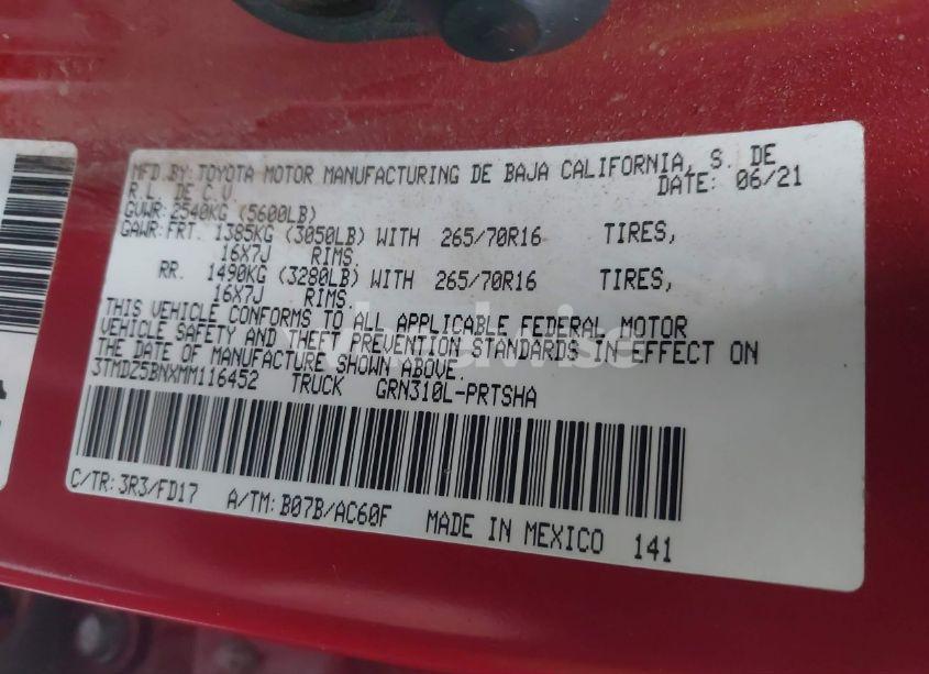 Photo 9 of 2021 Toyota Tacoma TRD OFF-ROAD (VIN 3TMDZ5BNXMM116452)