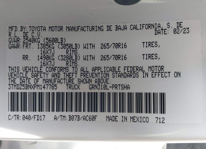 Photo 9 of 2023 Toyota Tacoma TRD OFF ROAD (VIN 3TMDZ5BNXPM147785)