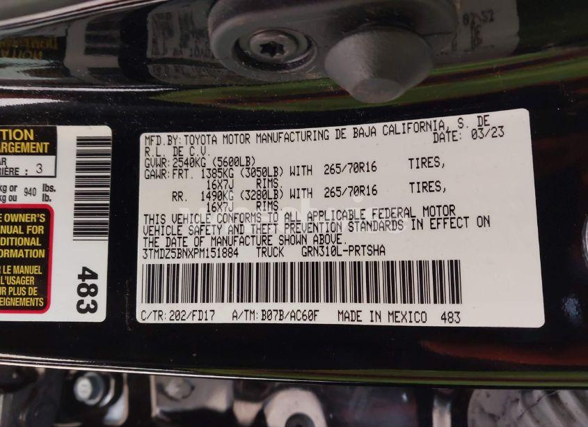 Photo 9 of 2023 Toyota Tacoma TRD OFF ROAD (VIN 3TMDZ5BNXPM151884)