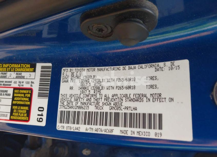 Photo 9 of 2016 Toyota Tacoma LIMITED (VIN 3TMGZ5AN1GM006215)