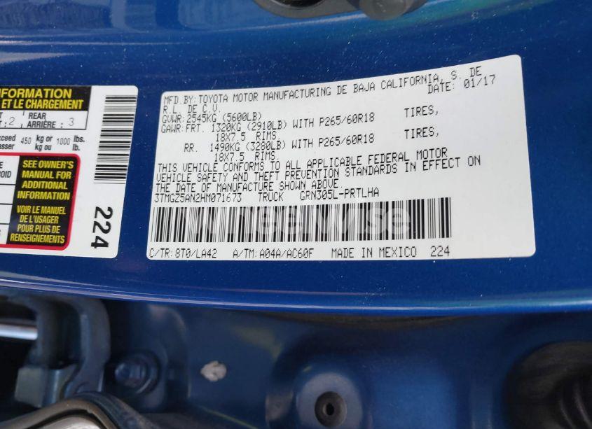 Photo 9 of 2017 Toyota Tacoma LIMITED (VIN 3TMGZ5AN2HM071673)