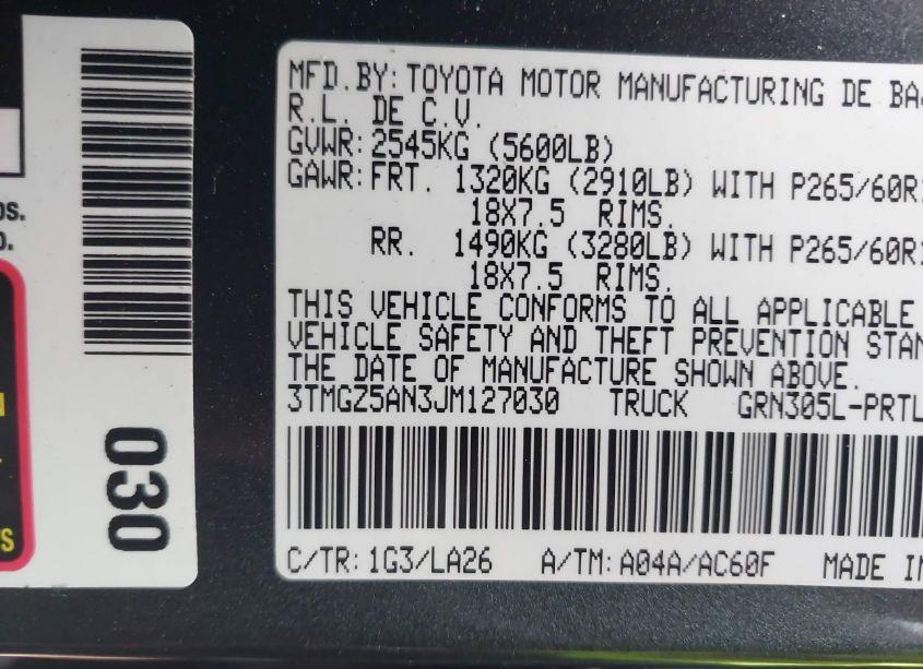 Photo 9 of 2018 Toyota Tacoma LIMITED (VIN 3TMGZ5AN3JM127030)