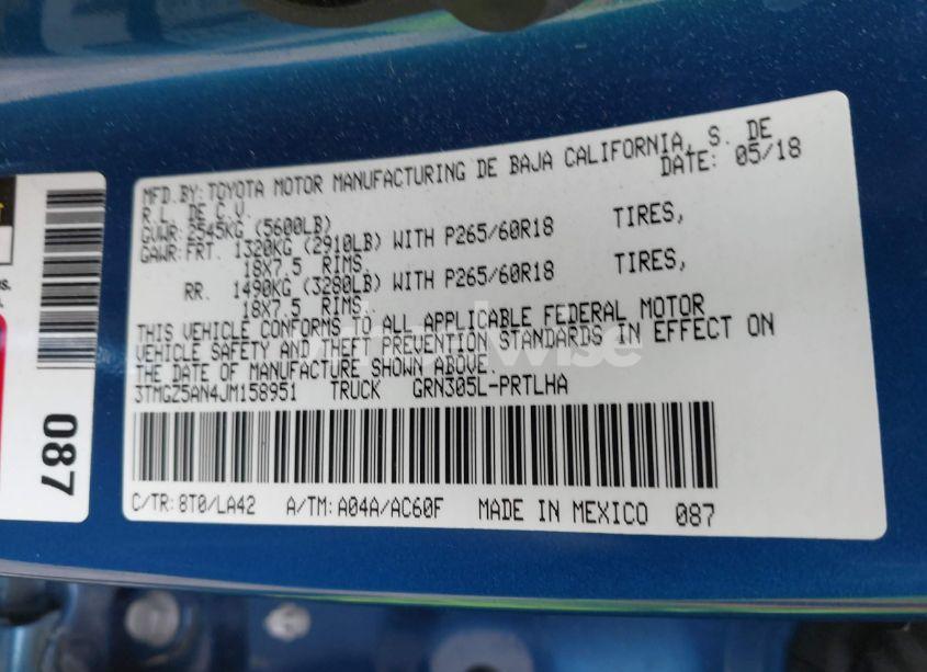 Photo 9 of 2018 Toyota Tacoma LIMITED (VIN 3TMGZ5AN4JM158951)