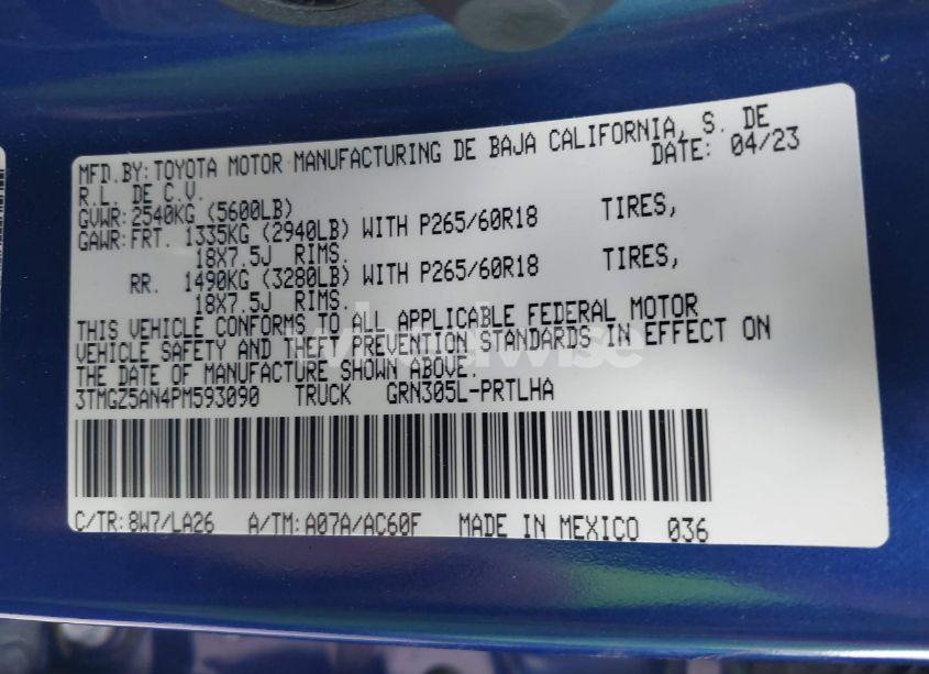 Photo 9 of 2023 Toyota Tacoma LIMITED (VIN 3TMGZ5AN4PM593090)