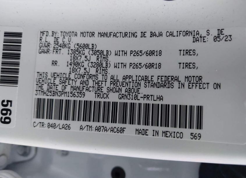 Photo 9 of 2023 Toyota Tacoma LIMITED (VIN 3TMHZ5BN3PM156359)