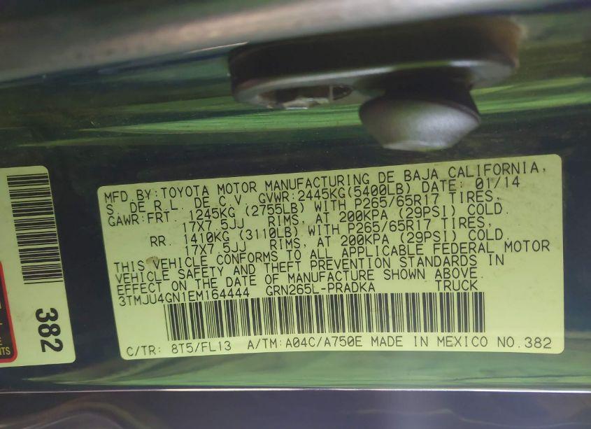 Photo 9 of 2014 Toyota Tacoma DOUBLE CAB PRERUNNER (VIN 3TMJU4GN1EM164444)