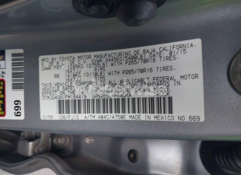 Photo 9 of 2015 Toyota Tacoma DOUBLE CAB PRERUNNER (VIN 3TMJU4GN1FM184419)