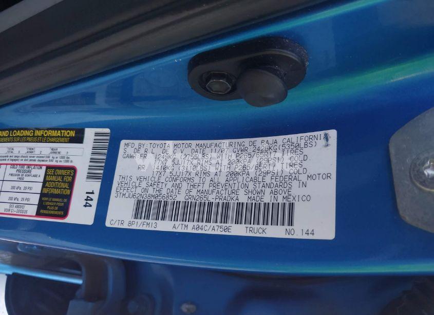 Photo 9 of 2008 Toyota Tacoma DOUBLE CAB PRERUNNER (VIN 3TMJU62N38M056852)