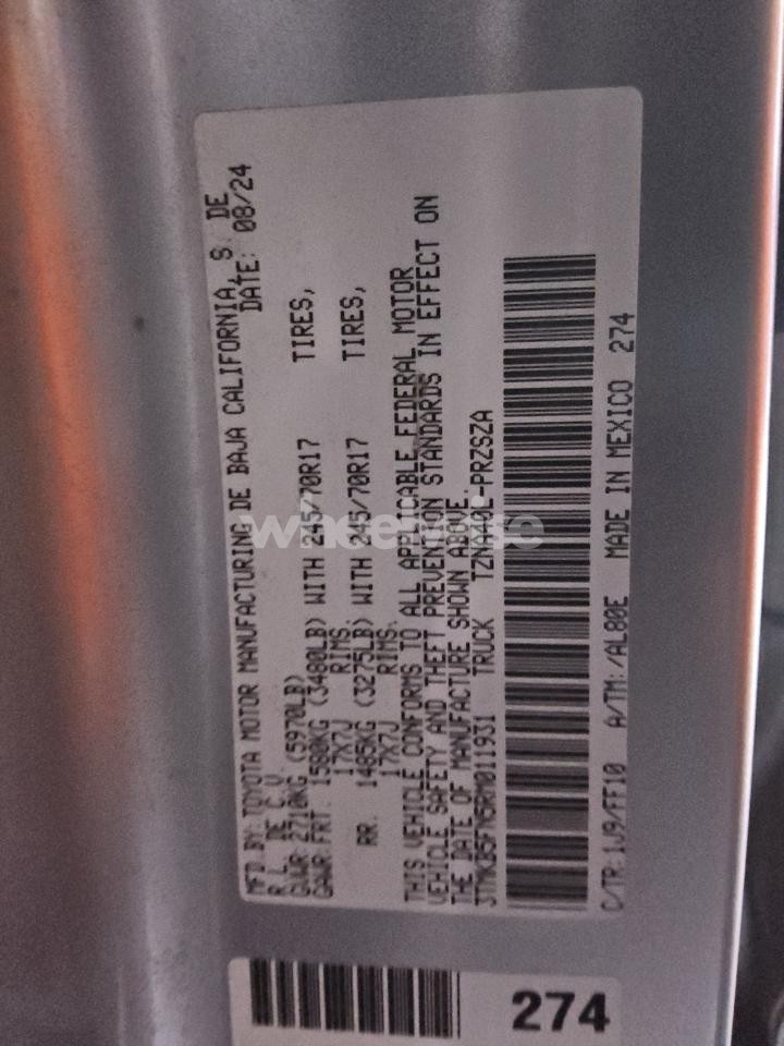 Photo 12 of 2024 TOYOTA TACOMA DOUBLE CAB (VIN 3TMKB5FN5RM011931)