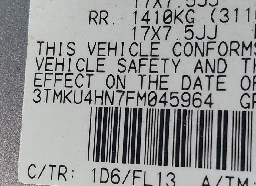 Photo 9 of 2015 Toyota Tacoma DBL CAB PRERUNNER LNG BED (VIN 3TMKU4HN7FM045964)