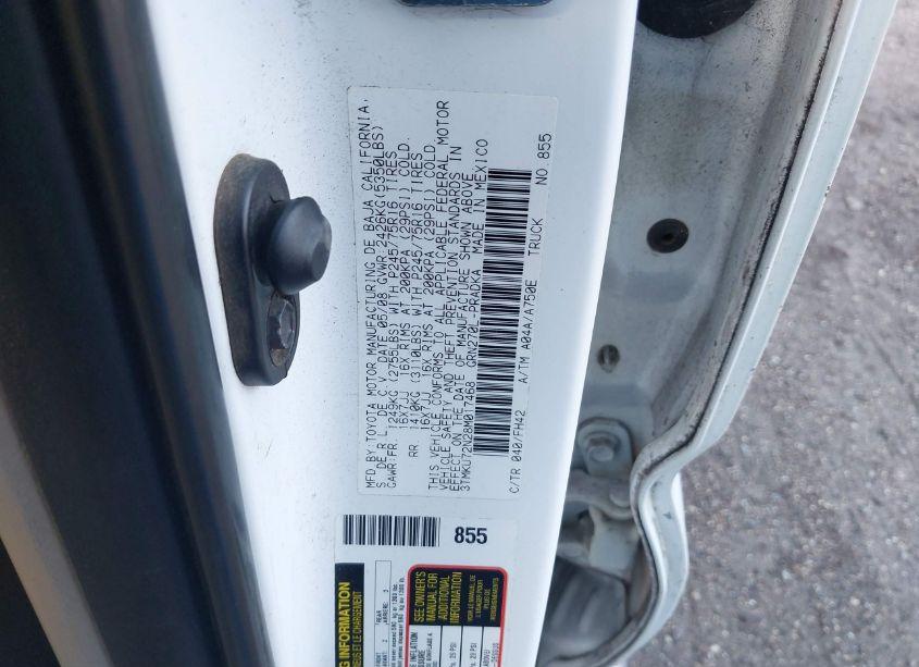 Photo 9 of 2008 Toyota Tacoma PRERUNNER V6 (VIN 3TMKU72N28M017468)
