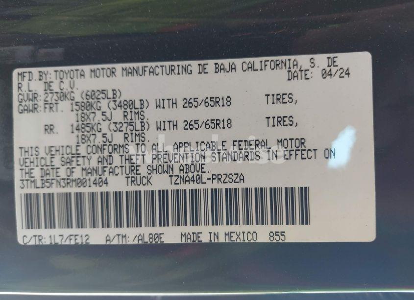 Photo 9 of 2024 Toyota Tacoma TRD SPORT (VIN 3TMLB5FN3RM001404)