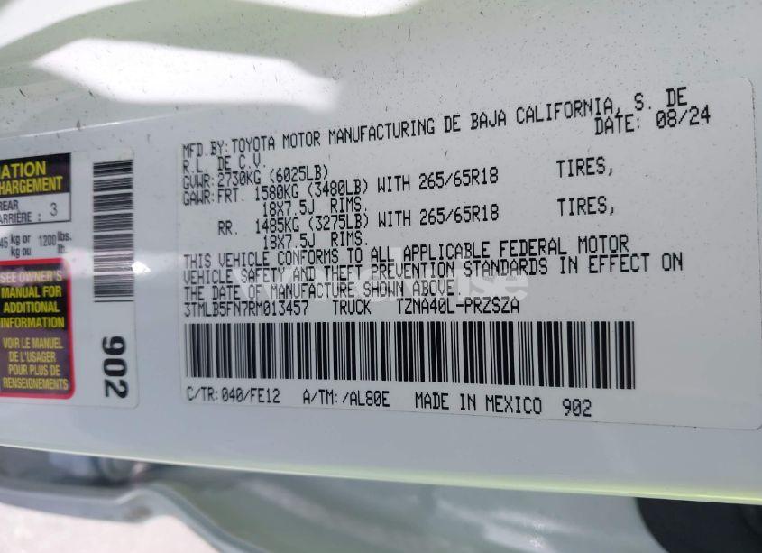 Photo 9 of 2024 Toyota Tacoma TRD SPORT 2WD (VIN 3TMLB5FN7RM013457)