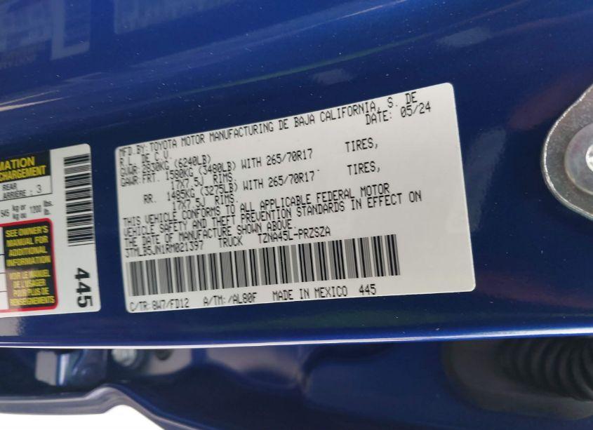 Photo 9 of 2024 Toyota Tacoma TRD OFF ROAD (VIN 3TMLB5JN1RM021397)
