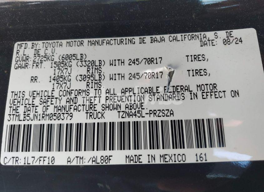 Photo 9 of 2024 Toyota Tacoma SR5 4WD (VIN 3TMLB5JN1RM050379)