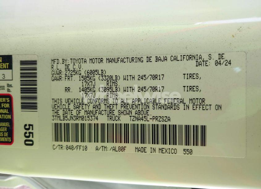 Photo 9 of 2024 Toyota Tacoma SR5 (VIN 3TMLB5JN3RM015374)