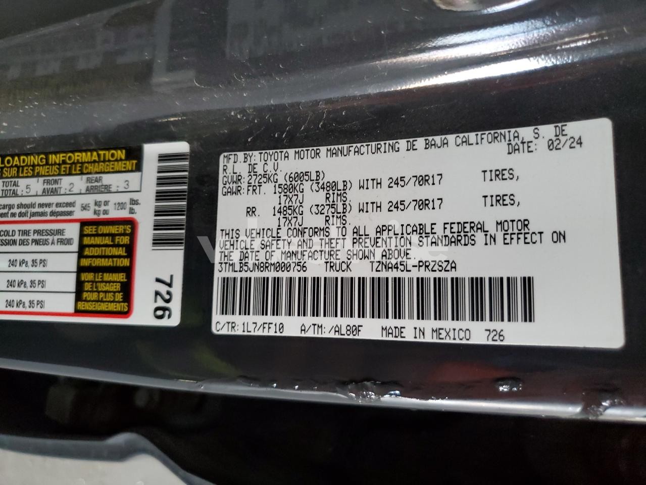 Photo 12 of 2024 TOYOTA TACOMA DOUBLE CAB (VIN 3TMLB5JN8RM000756)