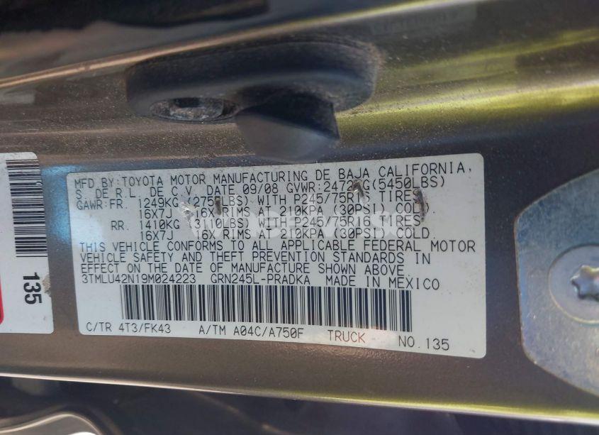 Photo 9 of 2009 Toyota Tacoma BASE V6 (VIN 3TMLU42N19M024223)