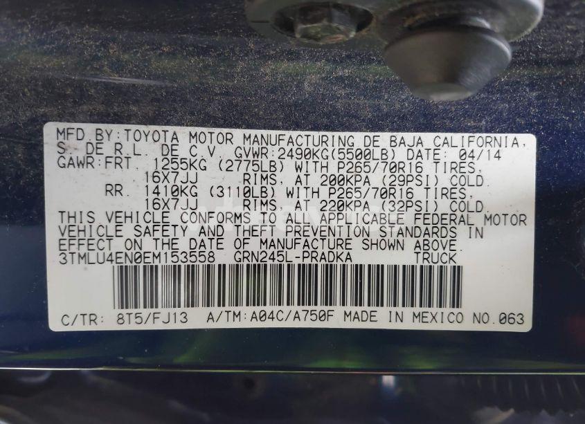 Photo 9 of 2014 Toyota Tacoma BASE V6 (VIN 3TMLU4EN0EM153558)