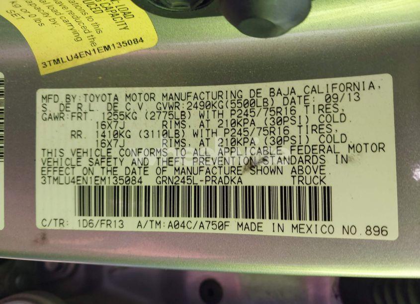 Photo 9 of 2014 Toyota Tacoma BASE V6 (VIN 3TMLU4EN1EM135084)